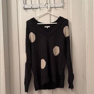 Madewell Charcoal Grey and White Polka Dot Sweater